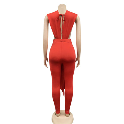 V-Contour Bandage Jumpsuit