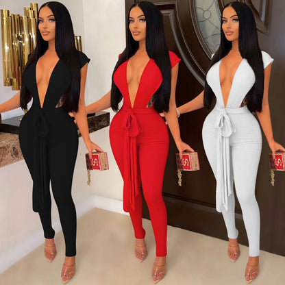 V-Contour Bandage Jumpsuit