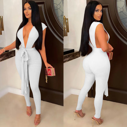 V-Contour Bandage Jumpsuit