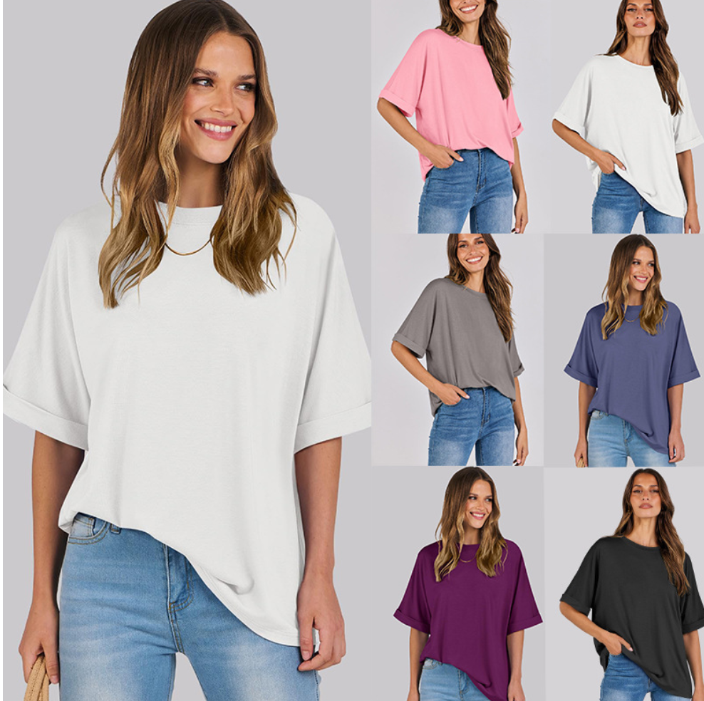 Women's Loose Fit colour variants t-shirt with short sleeves, round neckline, and a relaxed fit. Made from soft, breathable fabric, perfect for casual wear.. Ideal for everyday comfort and effortless fashion