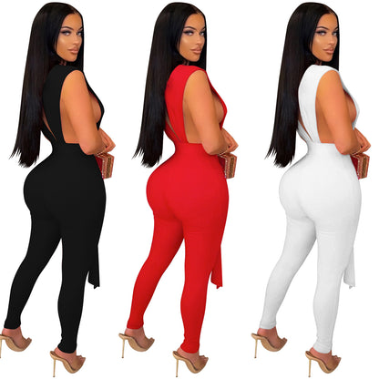 V-Contour Bandage Jumpsuit